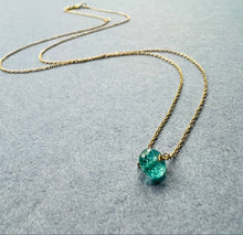 14K Yellow gold Blue Apatite pendant adjustable healing necklace