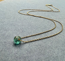 14K Yellow gold Blue Apatite pendant adjustable healing necklace