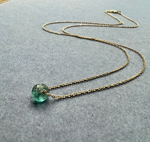 14K Yellow gold Blue Apatite pendant adjustable healing necklace