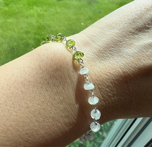 Peridot and moonstone Sterling silver Healing bracelet