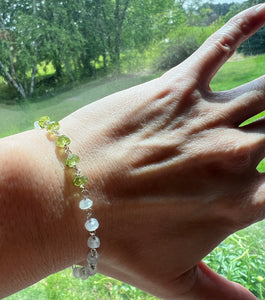 Peridot and moonstone Sterling silver Healing bracelet