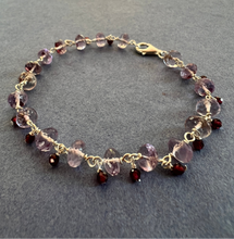 Amethyst and Garnet Sterling silver Healing bracelet