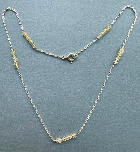 Light Gold yellow citrine Minimalist choker dainty necklace *sterling silver chain *gift for her