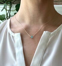 14K Yellow gold Blue Apatite pendant adjustable healing necklace