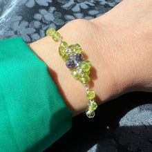 Sterling Silver Blue quartz and Peridot Healing adjustable bracelet