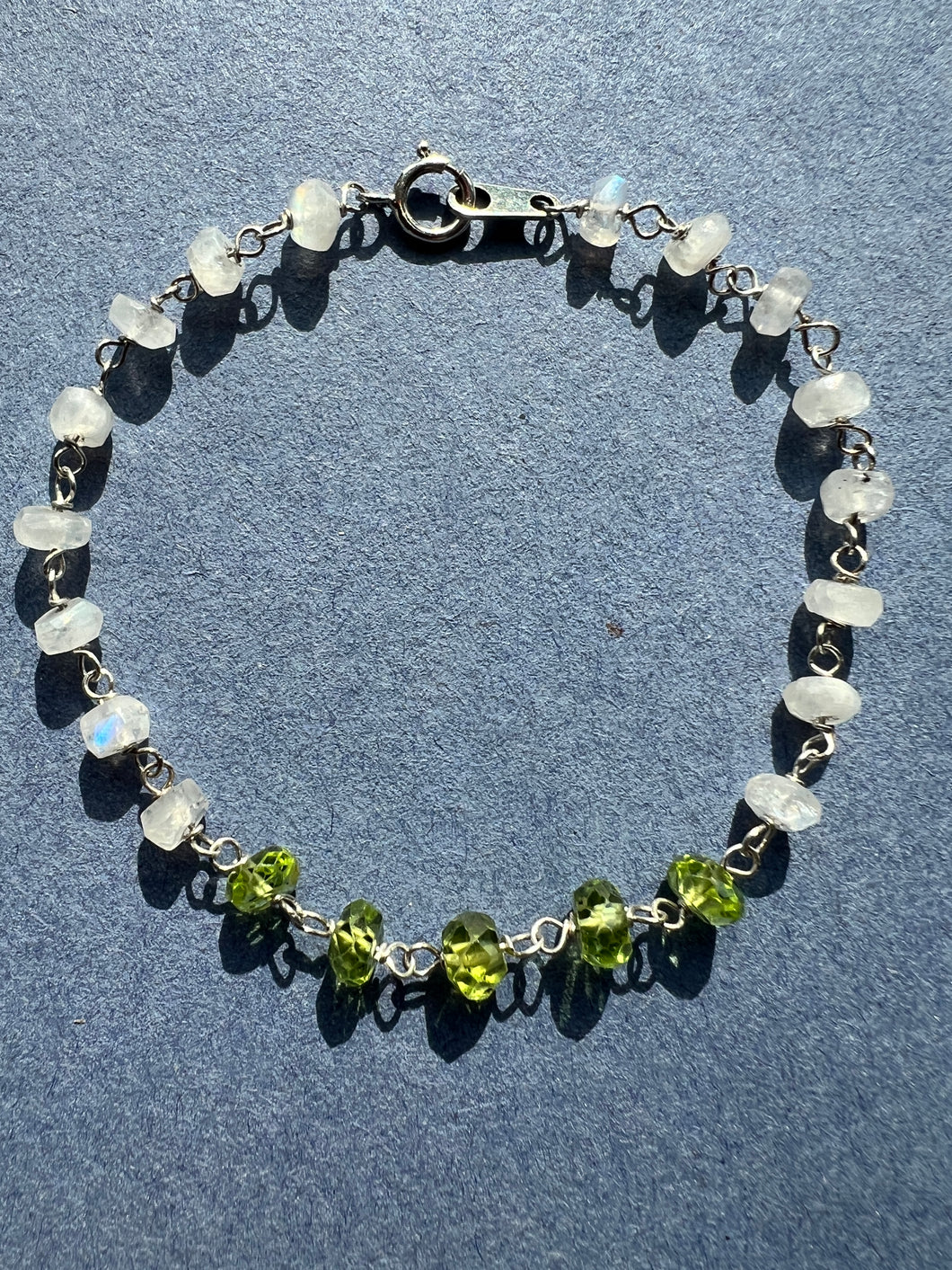 Peridot and moonstone Sterling silver Healing bracelet