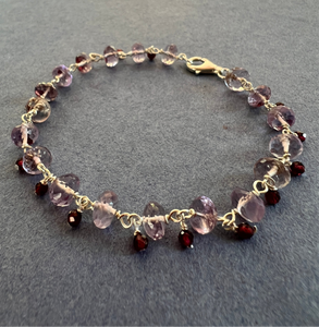 Amethyst and Garnet Sterling silver Healing bracelet