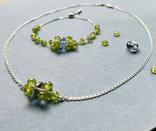 Sterling Silver Blue quartz and Peridot Healing adjustable bracelet