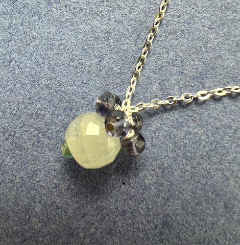 Labradorite and beryl(Emerald family)Sterling silver healing necklace