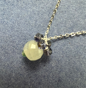Labradorite and beryl(Emerald family)Sterling silver healing necklace