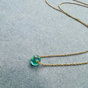 14K Yellow gold Blue Apatite pendant adjustable healing necklace