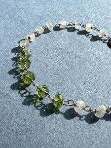 Peridot and moonstone Sterling silver Healing bracelet