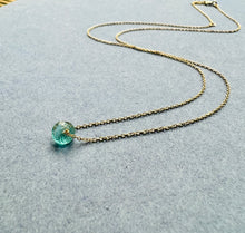 14K Yellow gold Blue Apatite pendant adjustable healing necklace