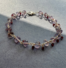Amethyst and Garnet Sterling silver Healing bracelet