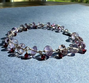 Amethyst and Garnet Sterling silver Healing bracelet