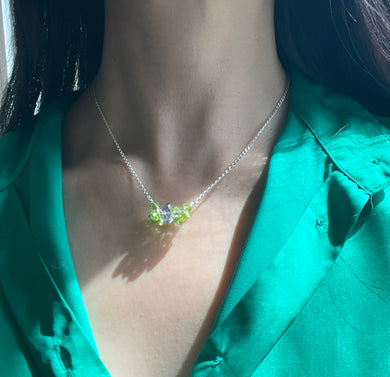 Sterling Silver Blue quartz and Peridot Healing Necklace