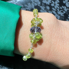 Sterling Silver Blue quartz and Peridot Healing adjustable bracelet