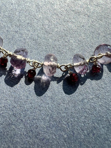 Amethyst and Garnet Sterling silver Healing bracelet