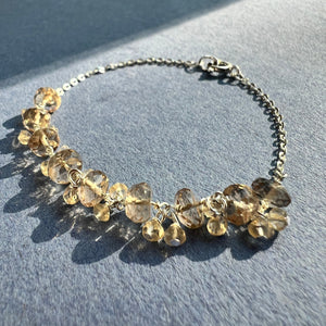 Champagne quartz and Citrine Sterling silver healing bracelet