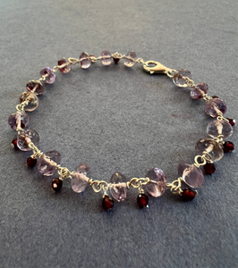 Amethyst and Garnet Sterling silver Healing bracelet