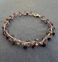 Amethyst and Garnet Sterling silver Healing bracelet