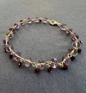 Amethyst and Garnet Sterling silver Healing bracelet