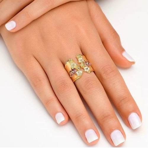 14K Yellow Gold Pink sapphire and Diamond ring