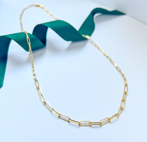 Italian ORO Paper clip chain necklace