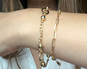 Italian ORO Yellow gold Paper clip chain bracelet