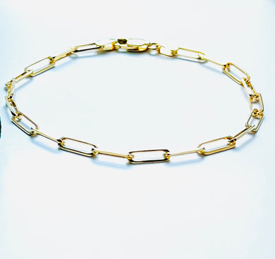 Italian ORO Yellow gold Paper clip chain bracelet