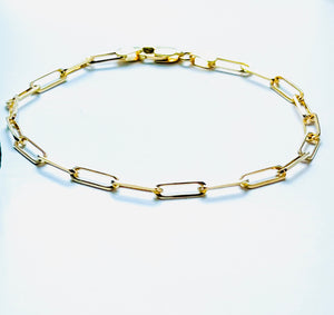 Italian ORO Yellow gold Paper clip chain bracelet