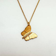 Yellow gold and Diamond Butterfly pendant necklace