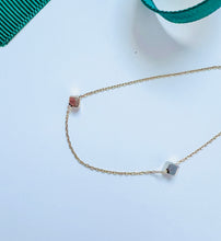 Italian White and yellow gold station-by-the-yard necklace