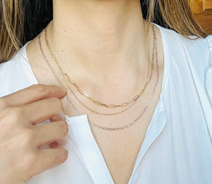 Italian ORO Paper clip chain necklace