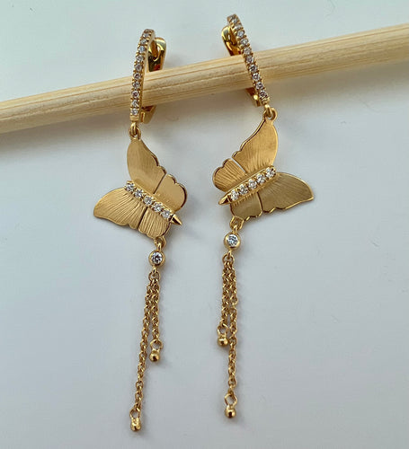 Yellow gold and diamond Butterfly earrings