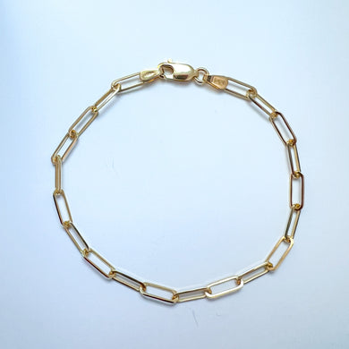 Italian 14K Yellow gold Paper clip chain bracelet