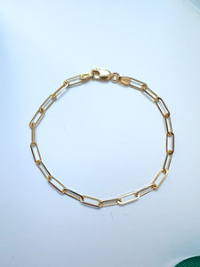 Italian ORO Yellow gold Paper clip chain bracelet