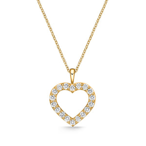 18K Rose Gold Classic Diamond Heart Pendant Necklace