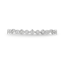 18K White Gold stackable Diamond Milgrain band Ring