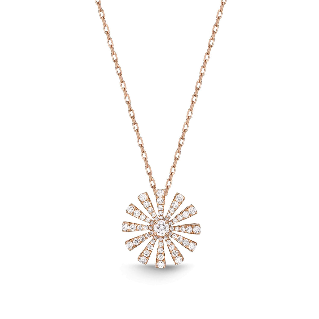 18K Rose Gold Floral Diamond Fashion Necklace