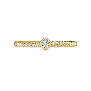 18K Gold Twist Rope Stackable Diamond Fashion Ring