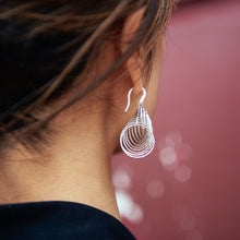 Italian sterling silver circle drop dangle earrings Rhodium plated No tarnish