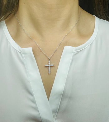 18K Gold Classic Cross Diamond Necklace