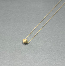 Italian ORO 14K Yellow Gold floating Satin Ball pendant necklace