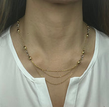 14K Italian Yellow & White Gold Infinity Three strands chain necklace