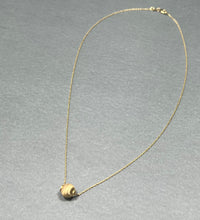 Italian ORO 14K Yellow Gold floating Satin Ball pendant necklace