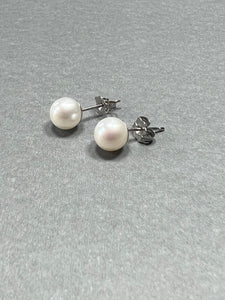 14K White Gold Fresh water Pearl ear studs