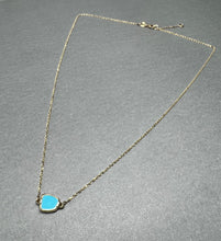 Italian ORO 14K Yellow Gold Blue Turquoise pendant necklace