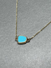 Italian ORO 14K Yellow Gold Blue Turquoise pendant necklace