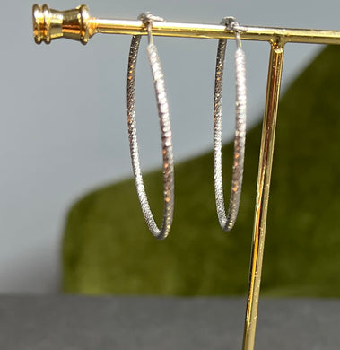 Italian Sterling Silver big hoop earrings Rhodium plated No Tarnish